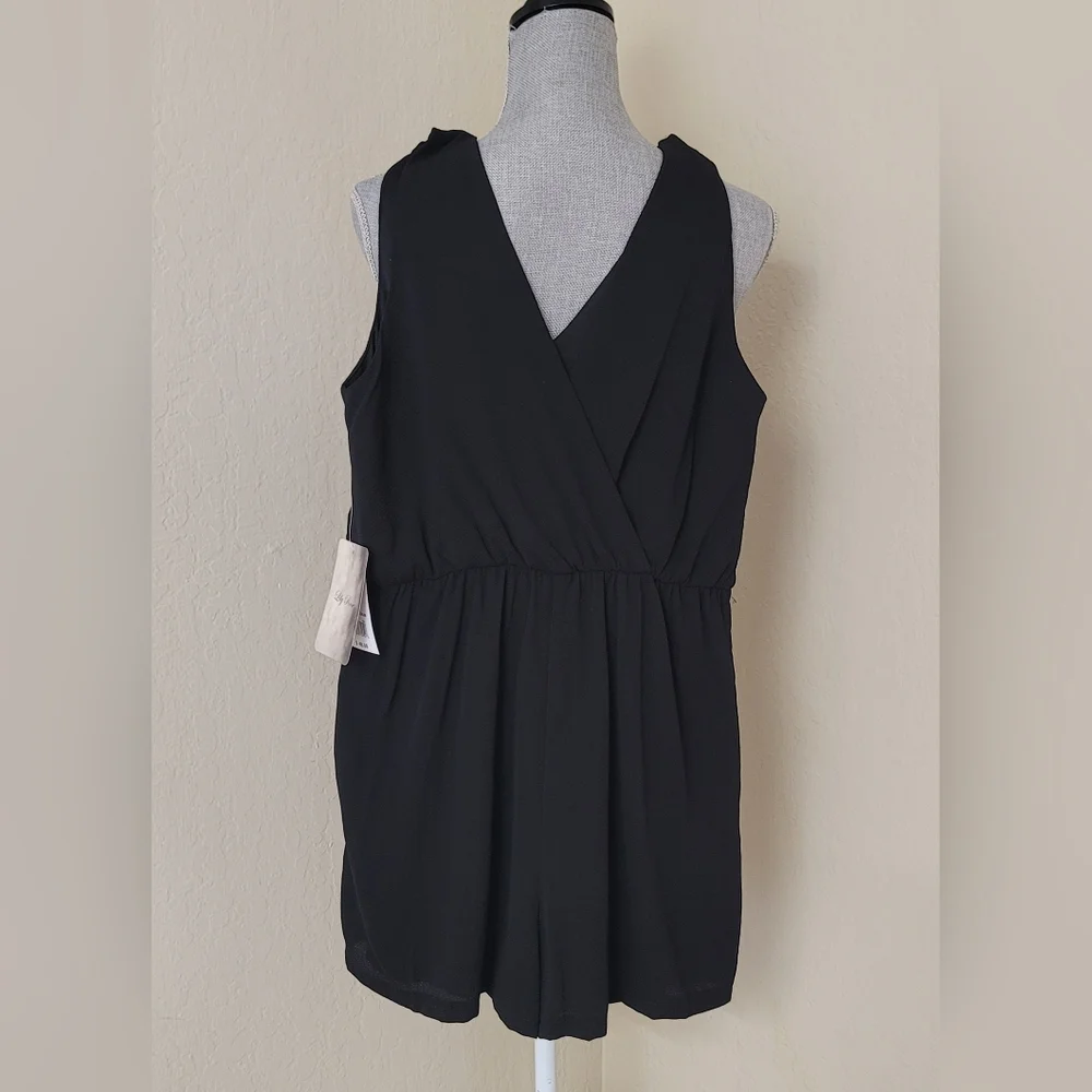 Lily Rose Black Romper V Neck & Back, Women's, Size M